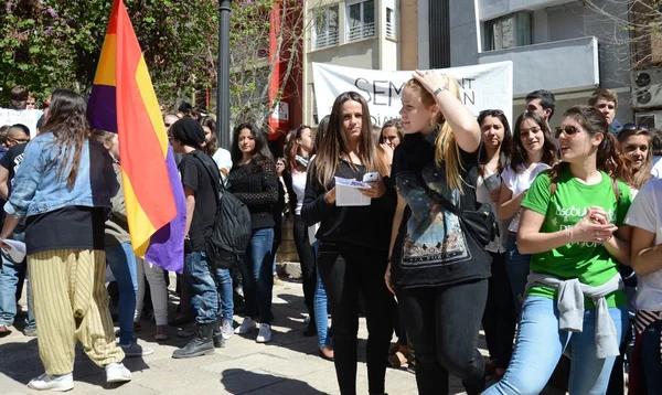Demostración de protesta de estudiantes universitarios y universitarios en Alicante —  Fotos de Stock