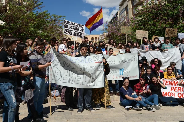 Egyetemisták és főiskolások Alicante tiltakozó demonstráció — Stock Fotó