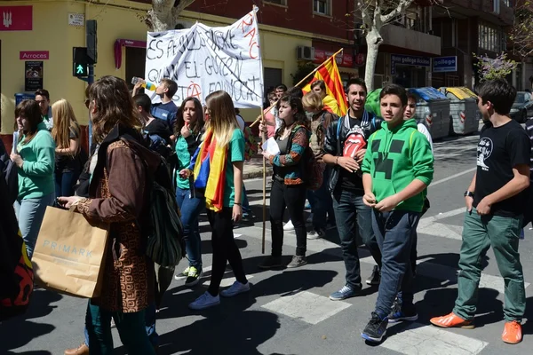 Üniversite öğrencileri ve Alicante üniversite öğrencileri protesto gösterisi — Stok fotoğraf