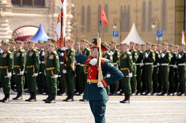 Moscow Rússia Maio 2021 Soldado Linha Regimento Preobrazhensky Comandante Separado — Fotografia de Stock