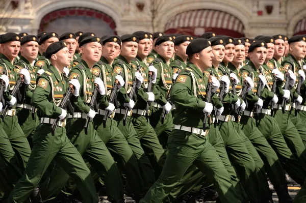 Moskva Rusko Květen 2021 Vojáci Gardové Tankové Kantemirovské Divize Při — Stock fotografie
