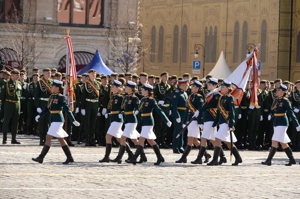 Moscú Rusia Mayo 2021 Cadetes Femeninas Universidad Militar Instituto Militar —  Fotos de Stock