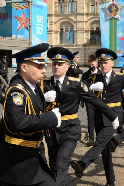 Moscow Rússia Maio 2021 Soldados Regimento Presidencial Durante Ensaio Geral — Fotografia de Stock