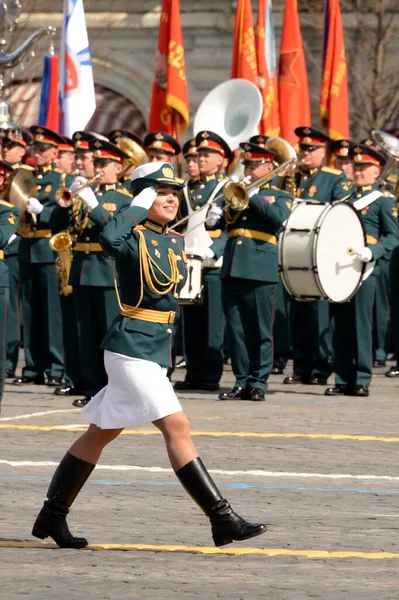 Moscow Russia May 2021 Commander Drill Box Female Cadets Major — Stock Photo, Image