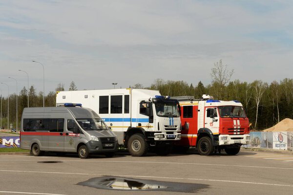 KUBINKA, MOSCOW REGION, RUSSIA - MAY 13, 2021: Special transport of emergency services on duty in the Military-patriotic park of culture and recreation "Patriot"