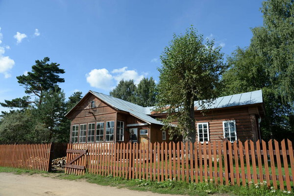 OKHOTINO, YAROSLAVL REGION, RUSSIA - AUGUST 14, 2021:The dacha of the famous Russian artist Konstantin Korovin in the village of Okhotino, Yaroslavl region