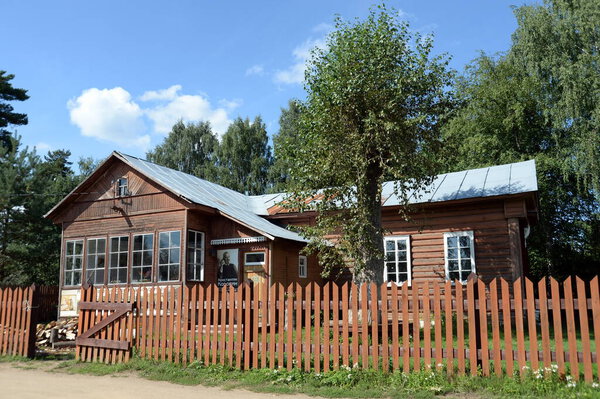 OKHOTINO, YAROSLAVL REGION, RUSSIA - AUGUST 14, 2021:The dacha of the famous Russian artist Konstantin Korovin in the village of Okhotino, Yaroslavl region