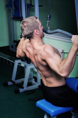 kaslı adam bir spor salonunda egzersiz