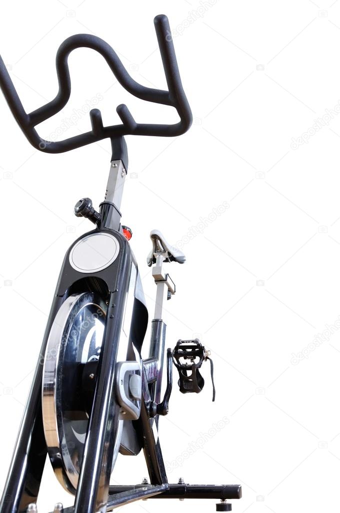 Spinning bicycle on a white background