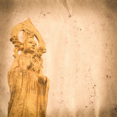Altın buddha heykeli eski kağıt doku