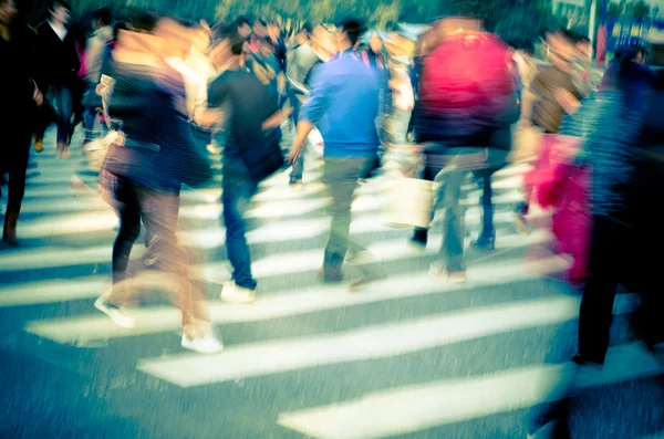 Crowd on zebra crossing street — Stock Photo, Image