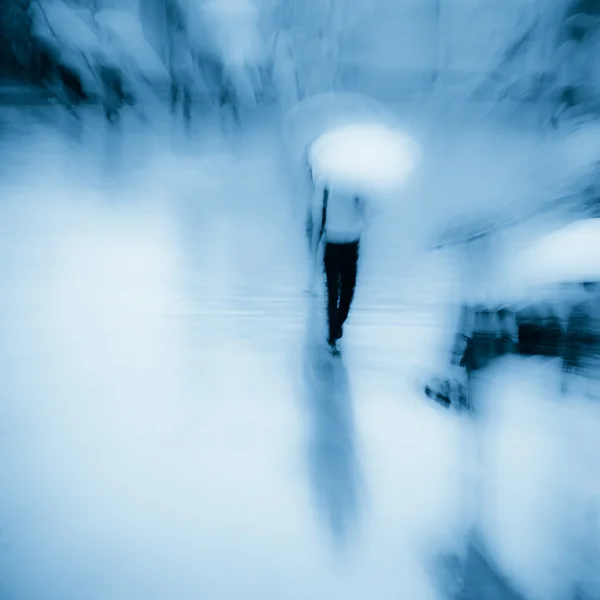 Big city walk on road in rainy day — Stock Photo, Image