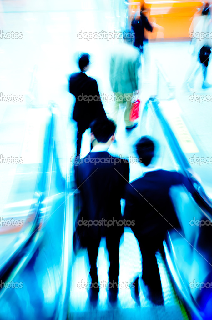 city passenger on elevator at subway station