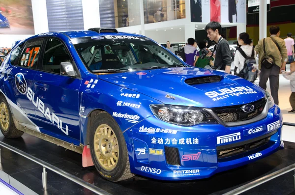 Subaru race car on display — Stock Photo, Image