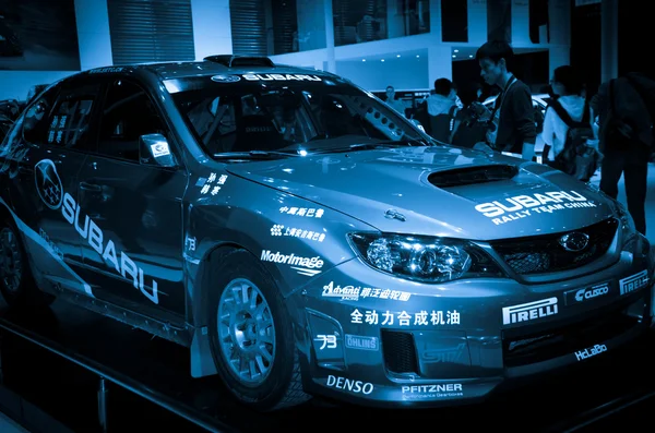 Subaru race car on display — Stock Photo, Image