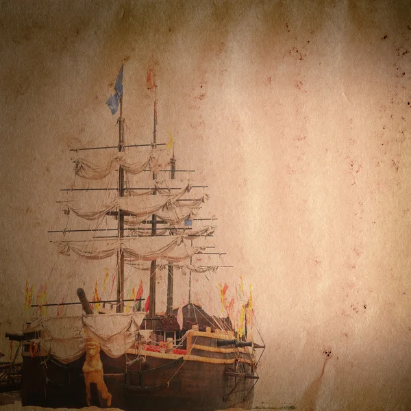 Old sail ship grunge paper texture — Stock Photo, Image