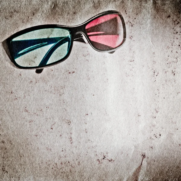 Lunettes 3D texture vieux papier grunge — Photo