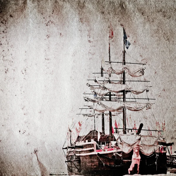 Old sail ship grunge paper texture — Stock Photo, Image