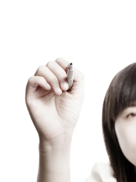 Woman hand writing with pen Stock Image