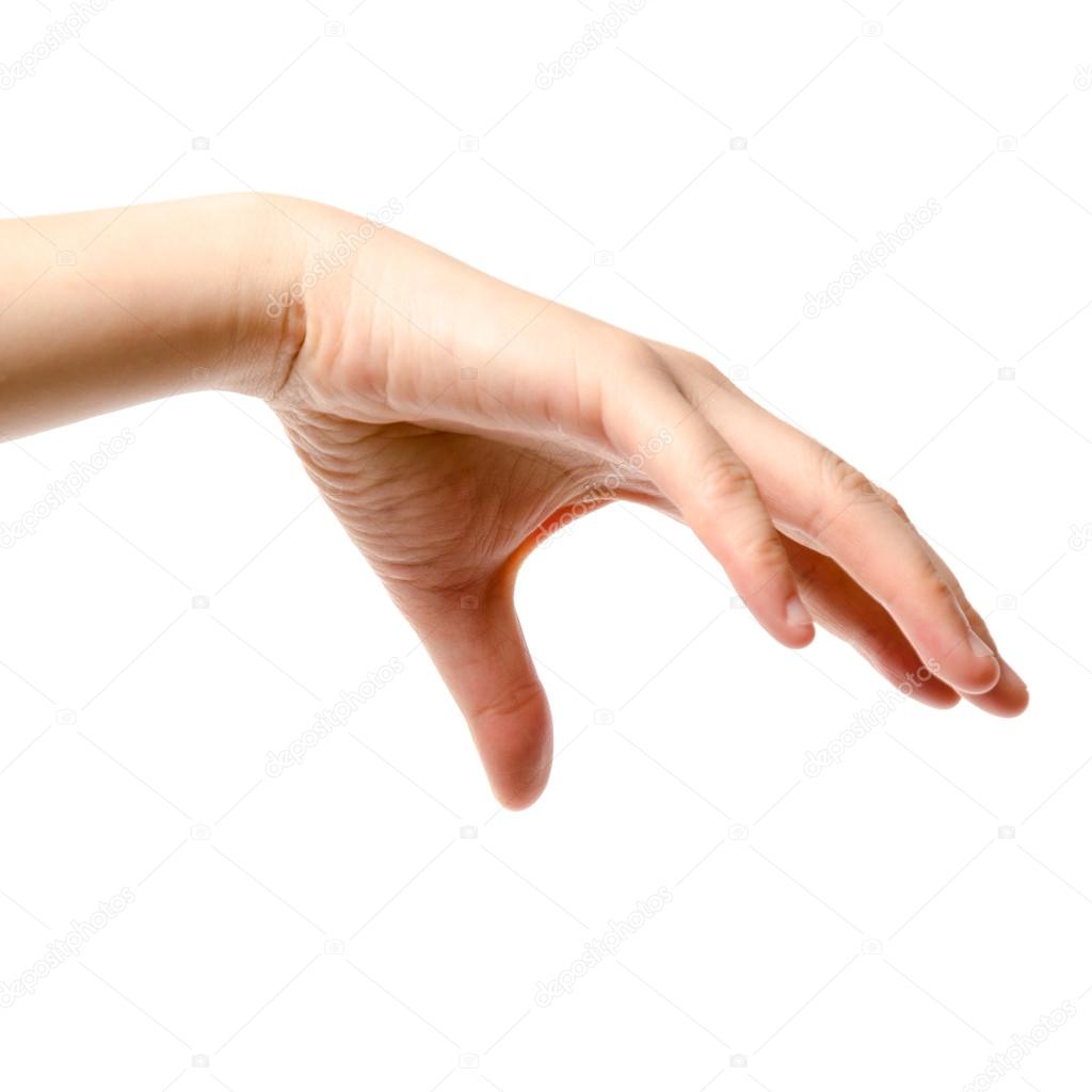female hand drop or grab round object