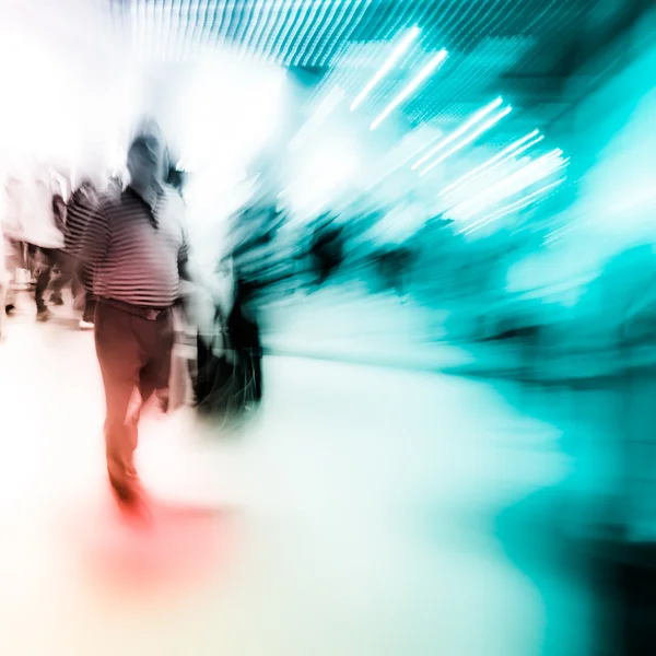 Blur passenger walk at subway station — Stock Photo, Image