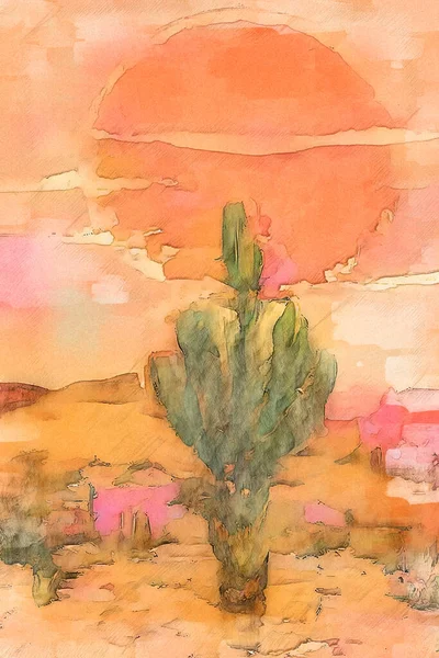 cactus in desert abstract  digital art