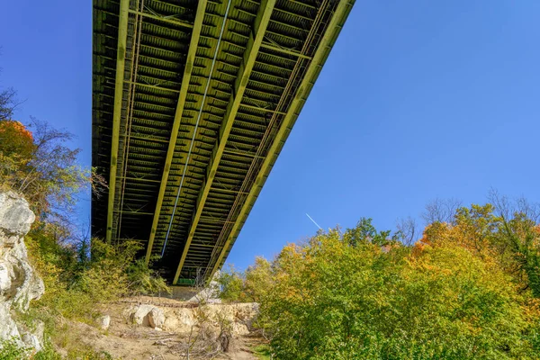 Pont Autoroutier Sur Poutres Tôle Acier Sur Danube Près Ratisbonne — Photo