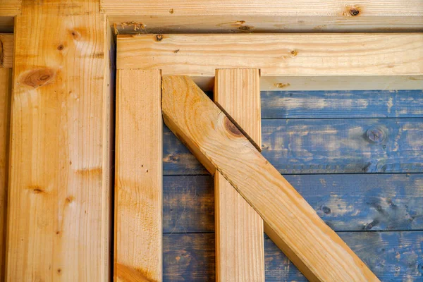 Construction Made Wood Skeleton Construction Carpenter Carpenter Work Wooden Beams Stock Picture