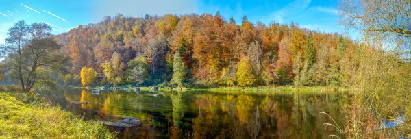 Rain Tributary Danube Flows Bavarian Forest Photographed Autumn — Stock Photo, Image