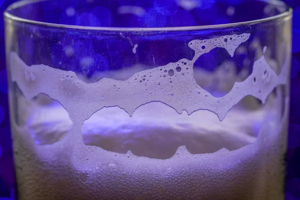 Schaum Aus Bier Glas Mit Blasen Atelier Fotografiert — Stockfoto