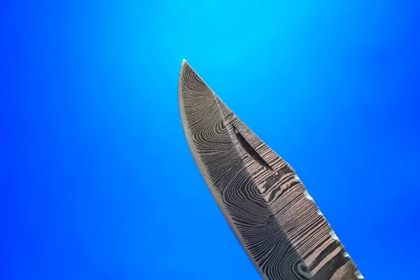 Damask Hand Forged Knife Made Several Layers Steel Exclusive Pattern — Stock Photo, Image