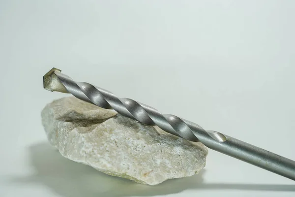 Stone Drill Point Drilling Natural Stone Concrete Photographed Studio — Stock Photo, Image