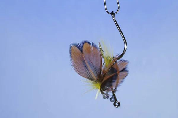 Selbst Gebundene Angelköder Fliegen Für Fliegenfischen Studioaufnahmen Mit Kopierraum — Stockfoto