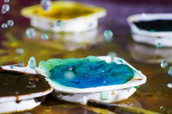 Water Drops Photographed Higspeed Flashes Studio — Stock Photo, Image