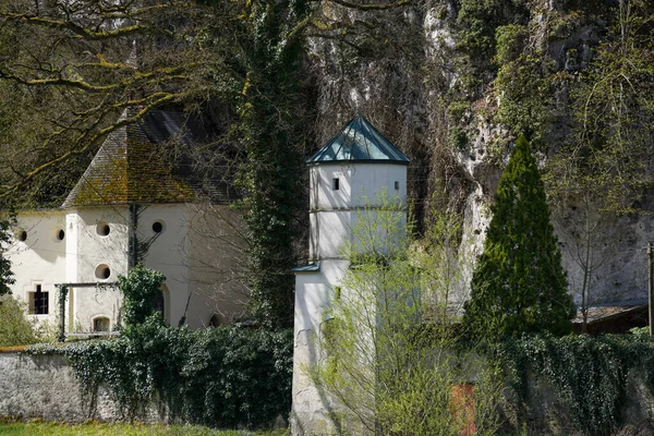 Avanço Danúbio Kelheim Para Mosteiro Weltenburg Com Rochas Corrente Danúbio — Fotografia de Stock