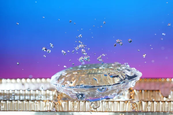 Gotas Água Fotografadas Com Flashes Alta Velocidade Estúdio — Fotografia de Stock