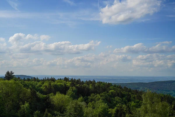 Photos Paysages Dans Forêt Bavaroise Avec Des Nuages Fascinants Ciel — Photo