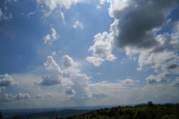 Gewitter Bayerischen Wald Mit Dunklen Wolken Und Hellen Blechblitzen — Stockfoto
