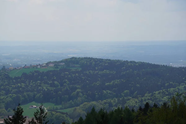 Dunkle Wolken Und Gewitter Bayerischen Wald Mit Hellem Blechblitz — Stockfoto