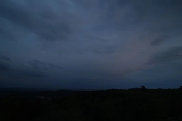 Thunderstorm Bavarian Forest Dark Clouds Bright Sheet Lightning — Stock Photo, Image