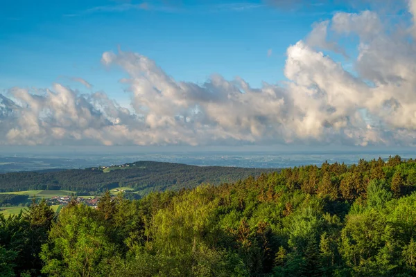 Tájképek Felhők Kék Bajor Erdőben Lenyűgöző — Stock Fotó