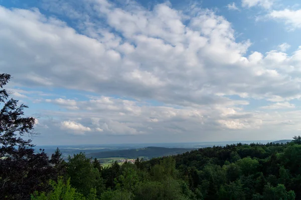 Photos Paysages Dans Forêt Bavaroise Avec Des Nuages Fascinants Ciel — Photo