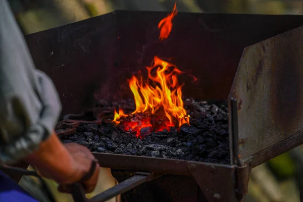 Blacksmith Red Hot Iron Work — Stock Fotó