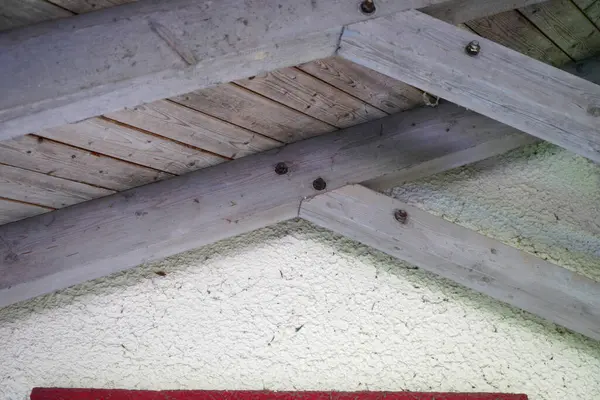 Holzboden Mit Hausdach — Stockfoto