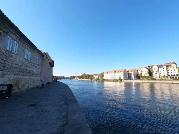 Tuna Üzerindeki Regensburg Şehrinin Manzarası — Stok fotoğraf