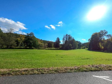 Parkta yolu olan güzel bir manzara.