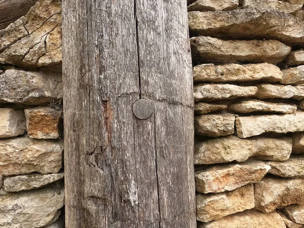 Παλιό Ξύλινο Τοίχο Σχέδιο Από Πέτρα — Φωτογραφία Αρχείου