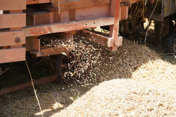 Closeup Shot Farm Tractor Large Hay — 图库照片