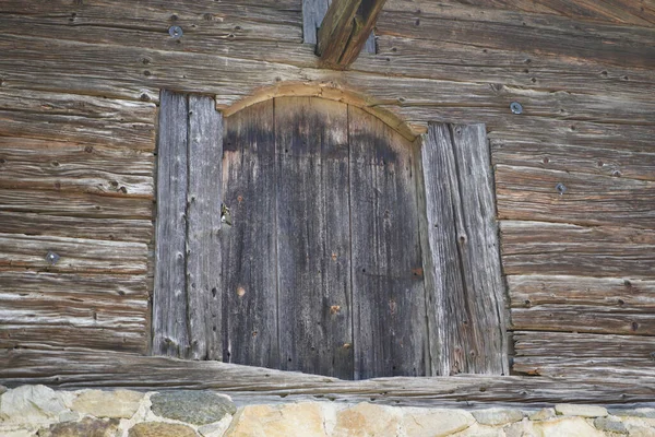 Wooden Parts Windows Doors Roof Walls Old House Garden — Foto Stock