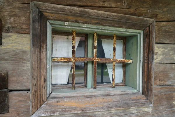 Części Drewniane Takie Jak Okna Drzwi Dach Ściany Starym Domu — Zdjęcie stockowe